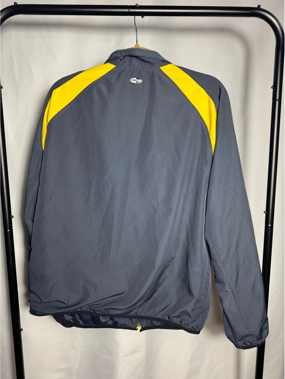 Adidas Men's Medium Gray and Yellow Track Jacket Vintage